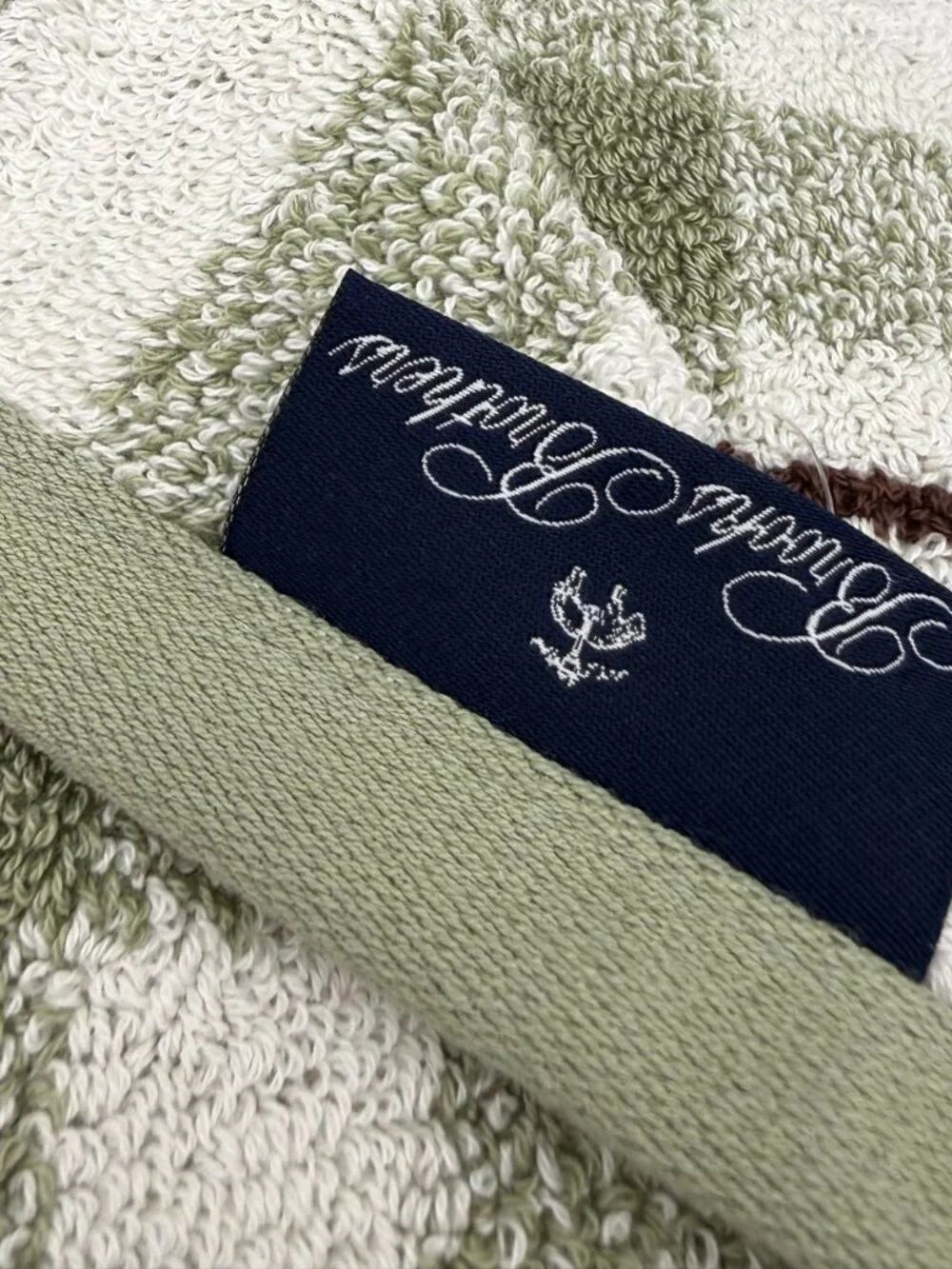 Brooks Brothers 8 Pc Bath Towel Set Sage Green Plaid 100% Cotton NWT